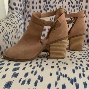 Sole Society Nude Open-Toe Cut Out Booties, size 6.5